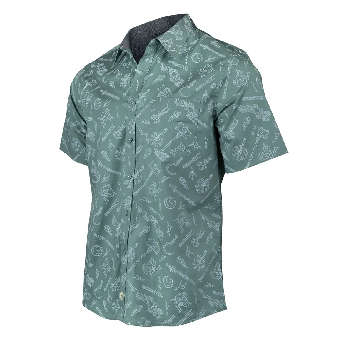 Bells Hells Weapons Button Down Short Sleeve Shirt